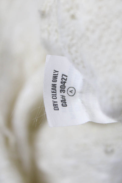 Ella Moss Women V-Neck Pullover Sweater Ivory Acrylic Long Sleeve Size M