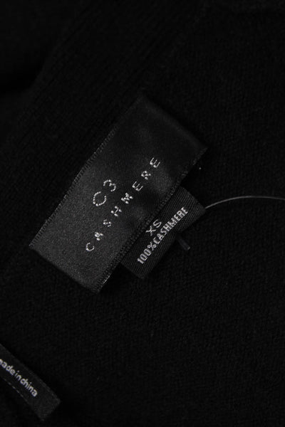 C3 Cashmere Women Cardigan Black V Neck 3/4 Sleeve Cashmere Size XS