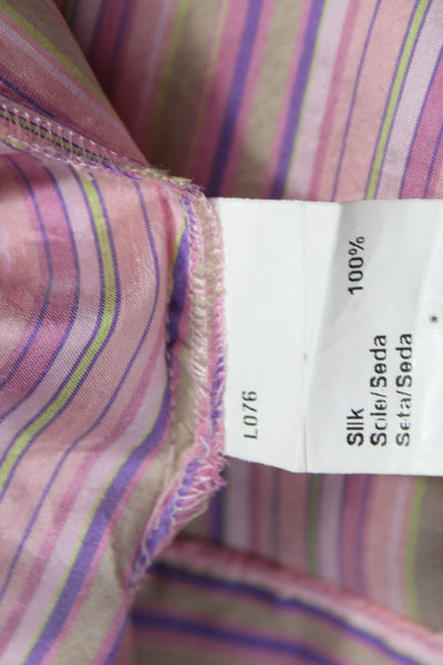 Gerard Darel Women Basic Silk Striped Pink Sleeveless Collared Blouse Size 36