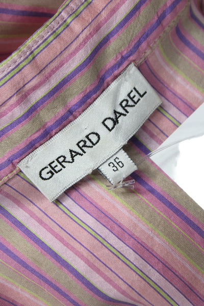 Gerard Darel Women Basic Silk Striped Pink Sleeveless Collared Blouse Size 36