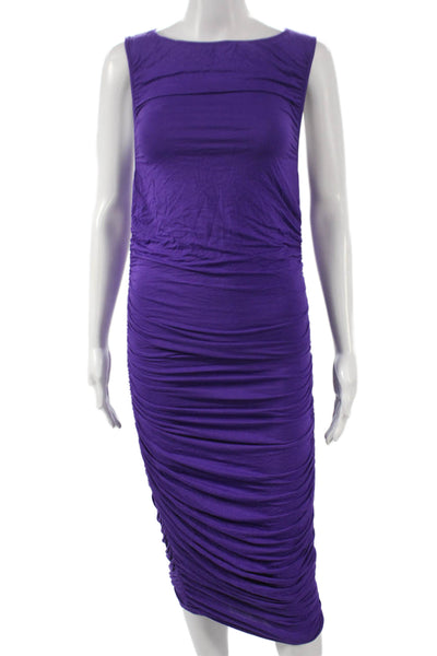 Catherine Malandrino Women Bodycon Dress Purple Sleeveless Knee Length Size S