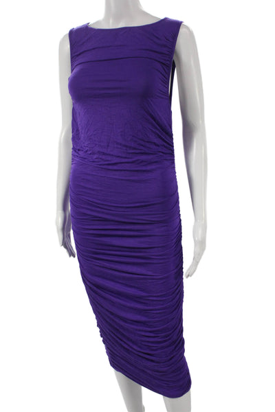 Catherine Malandrino Women Bodycon Dress Purple Sleeveless Knee Length Size S