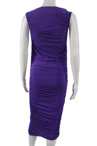 Catherine Malandrino Women Bodycon Dress Purple Sleeveless Knee Length Size S