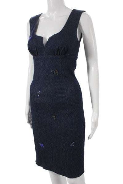A.B. S by Allen Schwartz Women Sheath Dress Blue Sweetheart Sleeveless Size 2