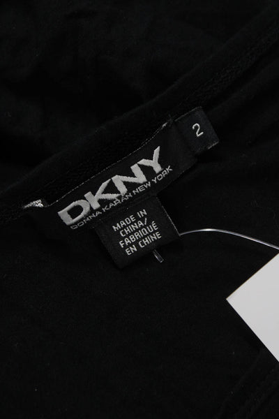 DKNY Womens Tank Dress Black Square Neck Viscose Knee Length Size 2