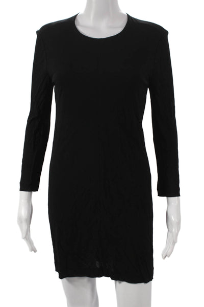 T Alexander Wang Women Black Shift Dress Long Sleeve Round Neck Size M