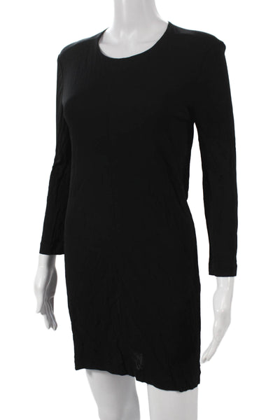 T Alexander Wang Women Black Shift Dress Long Sleeve Round Neck Size M