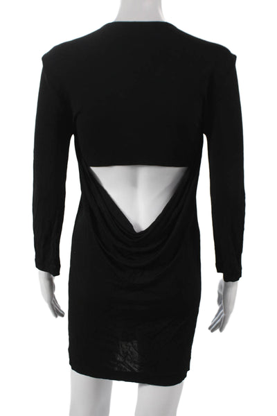 T Alexander Wang Women Black Shift Dress Long Sleeve Round Neck Size M