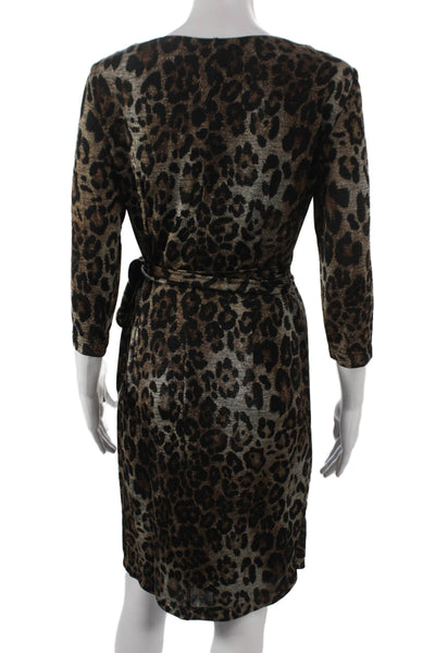 Tahari Levine Womens Wrap Dress Multicolor Cowl Neck 3/4 Sleeve Midi Size 6