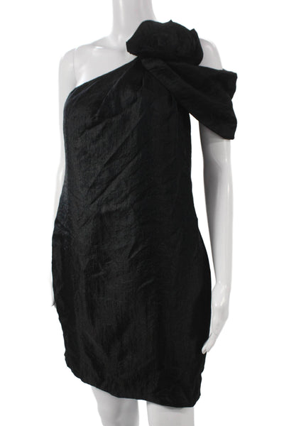 Alexia Admor Women Shift Black One Shoulder Sleeveless Rayon Dress Size S