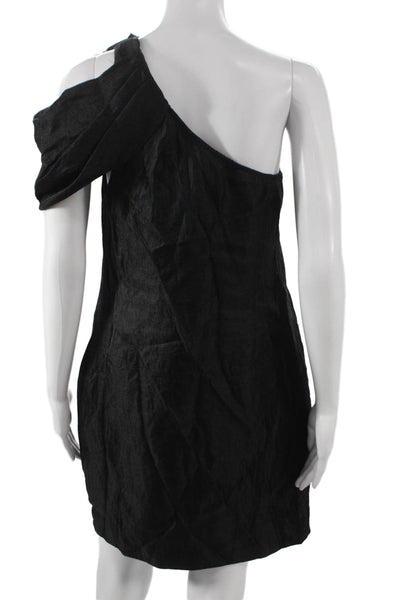Alexia Admor Women Shift Black One Shoulder Sleeveless Rayon Dress Size S