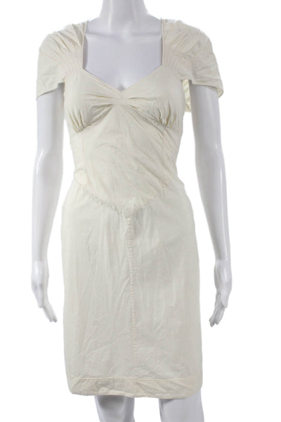 Allsaints Women Sheath Dress Ivory Cotton Sweetheart Short Sleeve Size 6