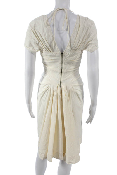 Allsaints Women Sheath Dress Ivory Cotton Sweetheart Short Sleeve Size 6
