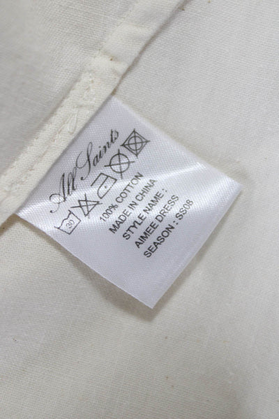 Allsaints Women Sheath Dress Ivory Cotton Sweetheart Short Sleeve Size 6