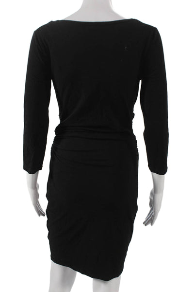 Rachel Rachel Roy Women Bodycon Dress Black Scoop Neck 3/4 Sleeve Cotton Size S