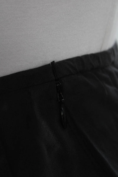 Garnet Hill Women Pleated Silk Skirt Black Short Zip Size 2