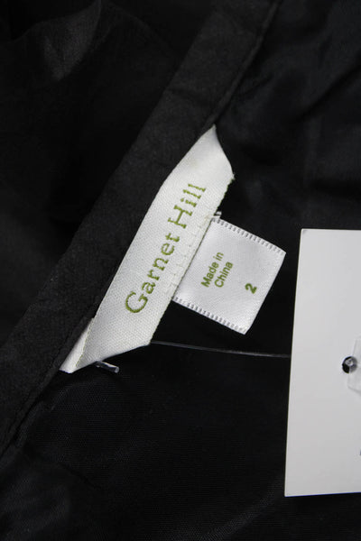 Garnet Hill Women Pleated Silk Skirt Black Short Zip Size 2