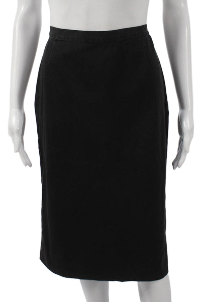 Prada Women Straight Pencil Skirt Black Cotton Knee Length Zip Size 42