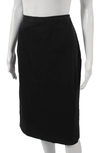 Prada Women Straight Pencil Skirt Black Cotton Knee Length Zip Size 42