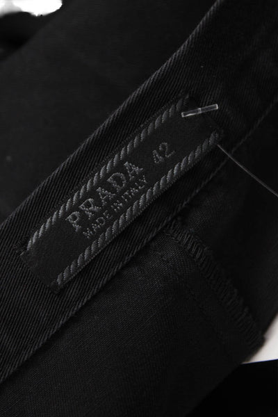 Prada Women Straight Pencil Skirt Black Cotton Knee Length Zip Size 42