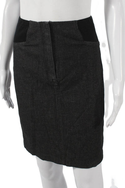 Theory Womens Maternity Straight Pencil Skirt Black Cotton Short Size 2