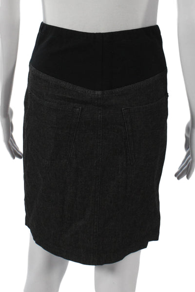 Theory Womens Maternity Straight Pencil Skirt Black Cotton Short Size 2