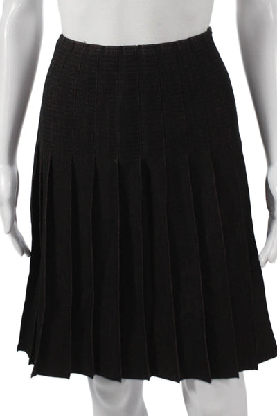 Etcetera Women Pleated Skirt Black Polyester Knee Length Size 4