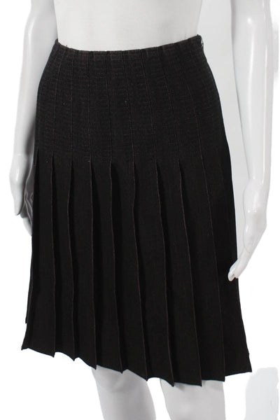 Etcetera Women Pleated Skirt Black Polyester Knee Length Size 4