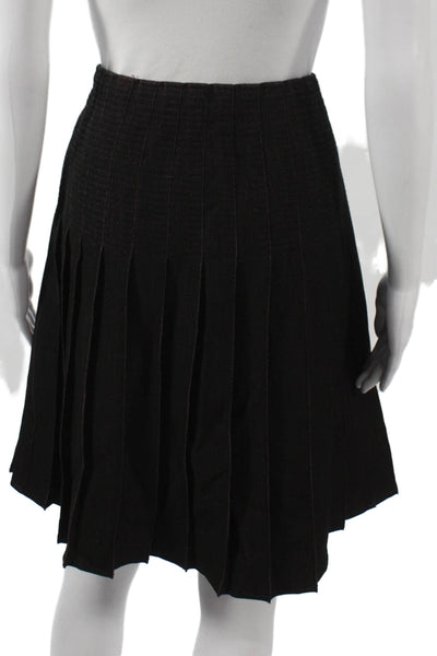 Etcetera Women Pleated Skirt Black Polyester Knee Length Size 4