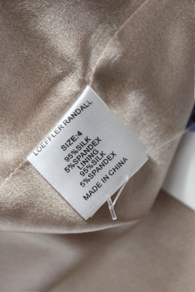Loeffler Randall Women Silk Shift Dress Beige Scoop Neck Sleeveless Size S