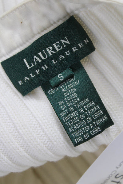 Lauren Ralph Lauren Women Pullover Sweater White Cotton Boat Neck Size S