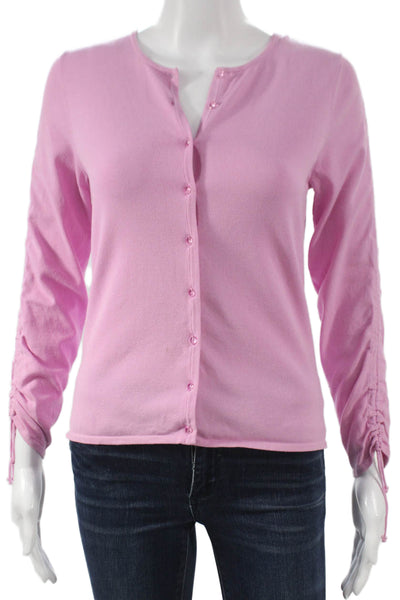 Carlisle Women Cardigan Pink Viscose Long Sleeve Round Neck Size XS