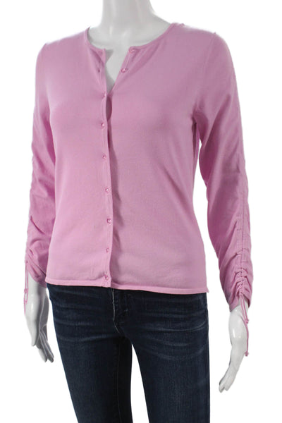 Carlisle Women Cardigan Pink Viscose Long Sleeve Round Neck Size XS