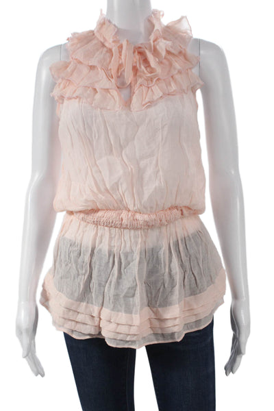Blanc Noir Womens Pink Rayon Sleeveless High Neck Tunic Pullover Size S