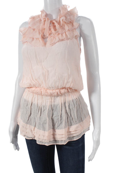 Blanc Noir Womens Pink Rayon Sleeveless High Neck Tunic Pullover Size S