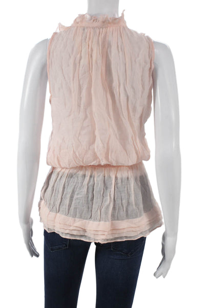 Blanc Noir Womens Pink Rayon Sleeveless High Neck Tunic Pullover Size S