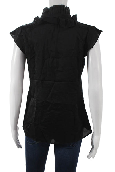 Club Monaco Womens Black Basic Blouse High Neck Tie Sleeveless Size S