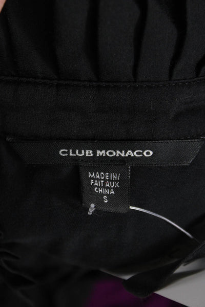 Club Monaco Womens Black Basic Blouse High Neck Tie Sleeveless Size S
