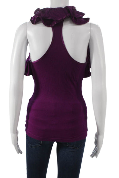 Robert Rodriguez Black Label Women Ribbed V-Neck Sleeveless Tank Purple Size XS