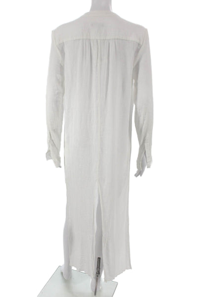 The Range Womens Shirt Dress White Collared Button Long Sleeve Midi Size S