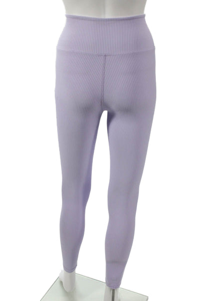Year Of Ours Womens Purple Striped Nylon Ankle Leggings Pull On Size XS