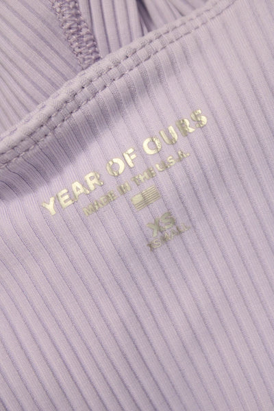 Year Of Ours Womens Purple Striped Nylon Ankle Leggings Pull On Size XS