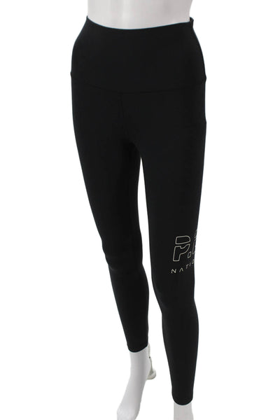 PE Nation Womens Petite Ankle Leggings Black Bamboo Size S