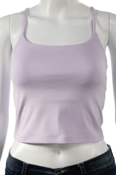 Grlfrnd Women Cropped Tank Purple Square Neck Sleeveless Size S