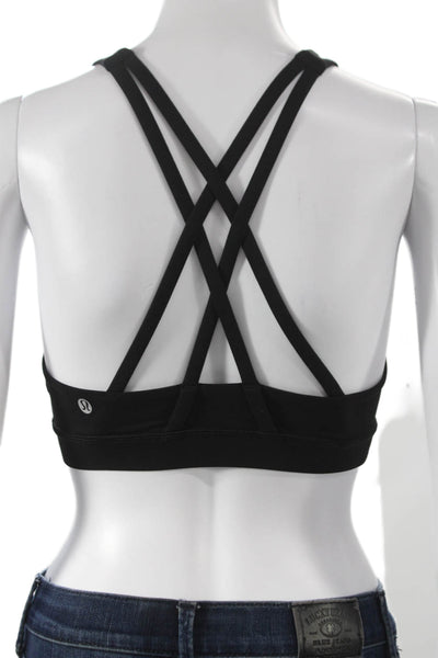 Lululemon Womens Strappy Back Scoop Neck Sports Bra Black Size 4