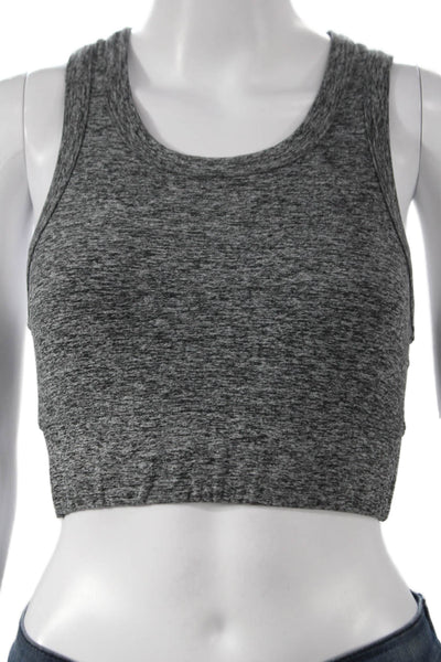 Year Of Ours Womens Scoop Neck Stretch Knit Sports Bra Gray Size Small