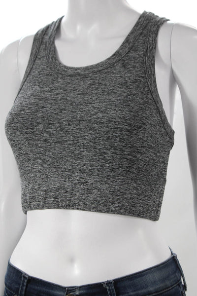 Year Of Ours Womens Scoop Neck Stretch Knit Sports Bra Gray Size Small