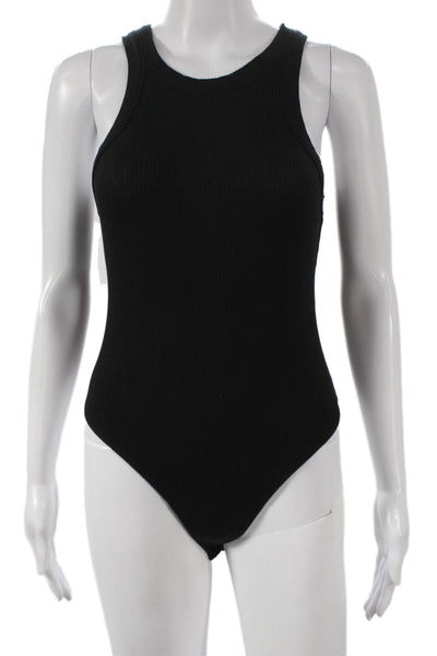 Wesley Womens One Piece Bodysuit Black Tencel Crew Neck Sleeveless Size S
