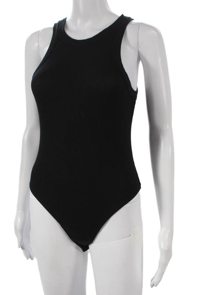 Wesley Womens One Piece Bodysuit Black Tencel Crew Neck Sleeveless Size S