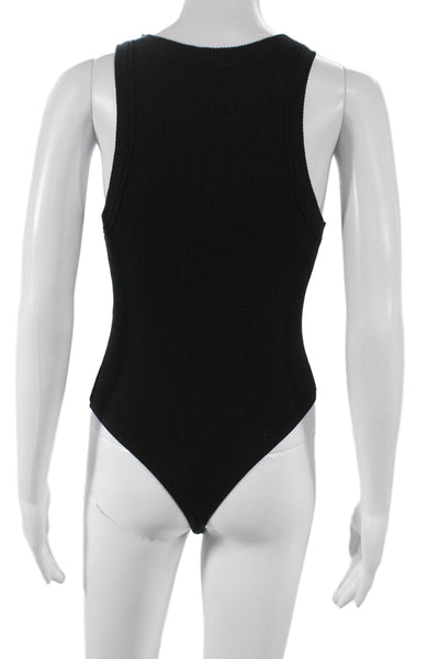 Wesley Womens One Piece Bodysuit Black Tencel Crew Neck Sleeveless Size S